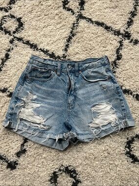 (40) American Eagle Outfitters Light Blue Distressed Denim Shorts